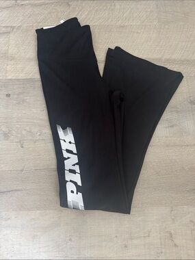 Victoria's Secret PINK Black Leggings with White P Logo